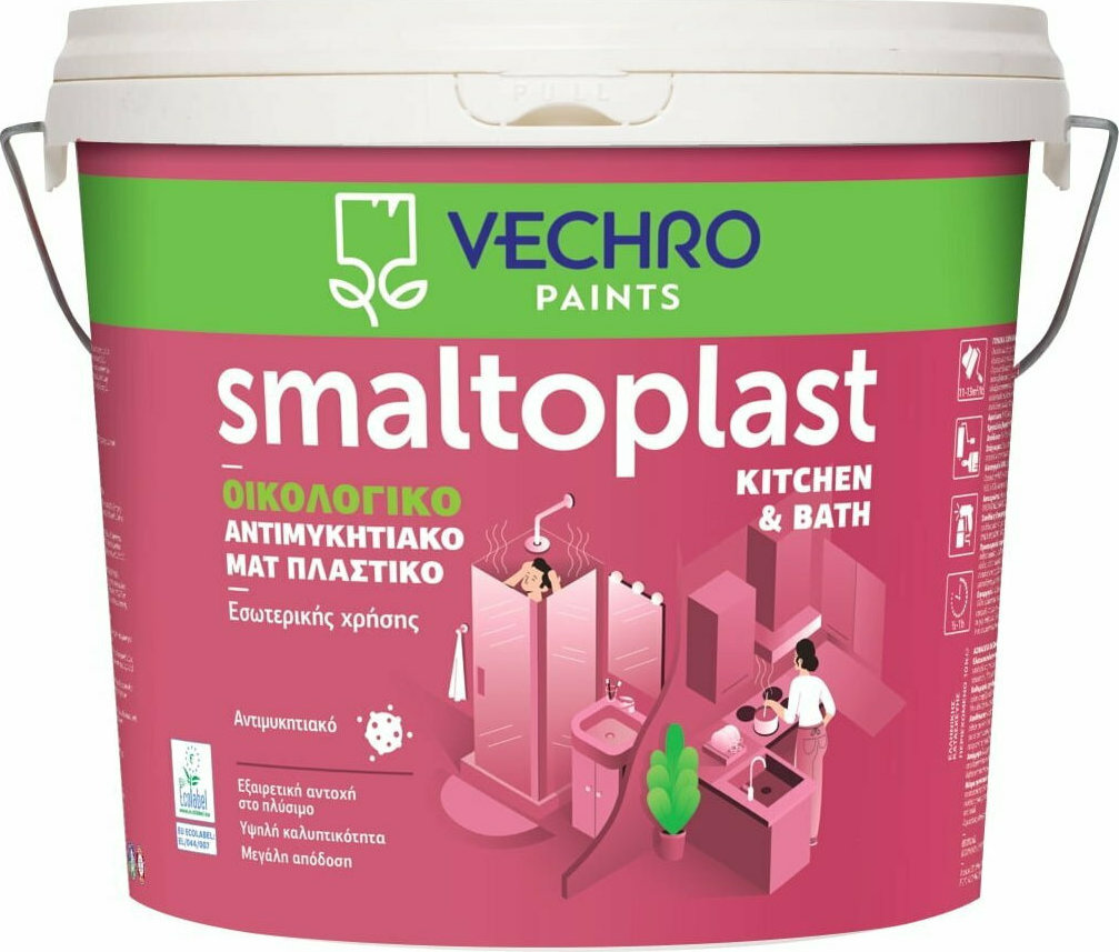 20210331132123_vechro_smaltoplast_kitchen_bath_leyko_3lt Vechro Smaltoplast Kitchen & Bath Πλαστικό Χρώμα Οικολογικό για Εσωτερική - Image 1