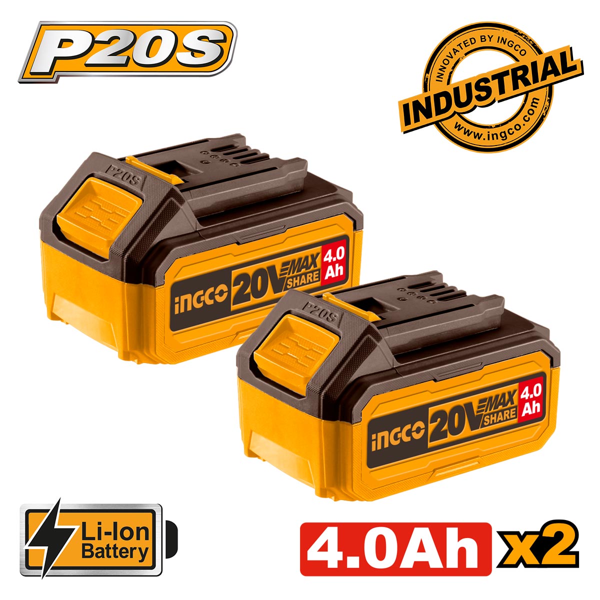 COSLI240312E-1 Μπαταρίες 20V 4.0Ah Li-Ion 2 τεμ. INGCO - Image 1
