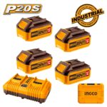 Μπαταρίες 4 τεμ. 20V 4.0Ah + Ταχυφορτιστής 2 Θέσεων + Βαλίτσα Σετ 6 τεμ. INGCO